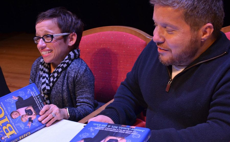 A photo of Jen and Bill at the book signing.