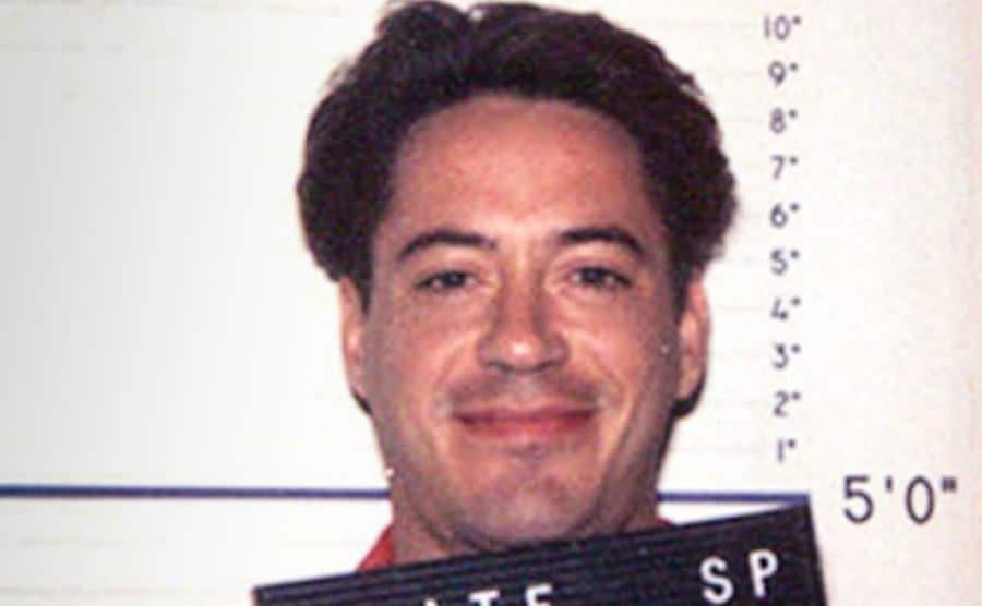 A mugshot of Downey Jr.