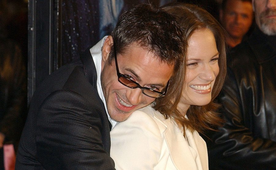 A photo of Downey Jr. and Susan Levin at the film premiere.