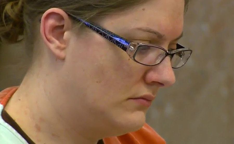 A still of Nicole Finn during the trial.