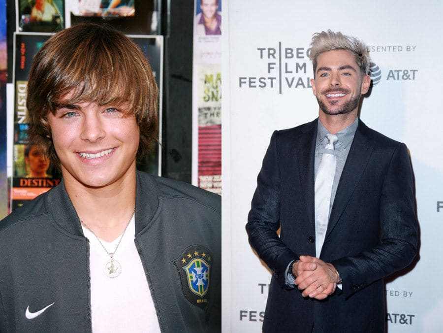 Zac Efron in 2006. / Zac Efron at the Extremely Wicked, Shockingly Evil, and Vile film premiere in 2019.