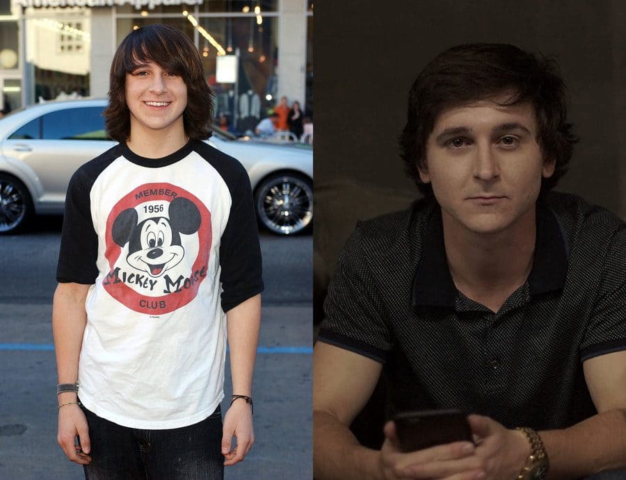 Mitchel Musso in a member's Mickey Mouse Club t-shirt in 2006. / Mitchel Musso in Bachelor Lion in 2018.