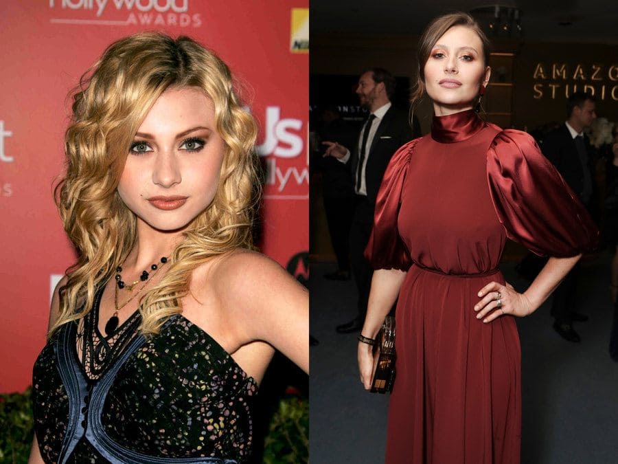 Alyson Michalka at an awards event in 2006. / Alyson Michalka at an event in 2020.