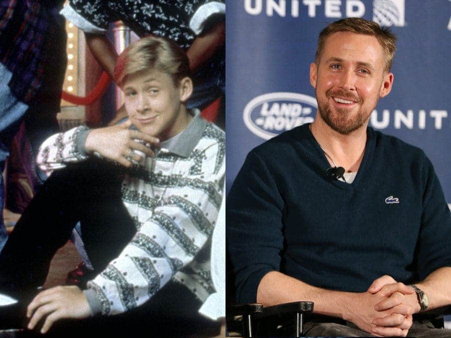 Ryan Gosling on the Mickey Mouse Club. / Ryan Gosling at the Fist Man Variety Film screening series in 2019.
