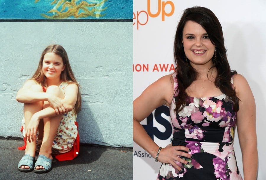 Kimberly J Brown in Tumbleweeds, 1999. / Kimberly J Brown at an award show in 2019.