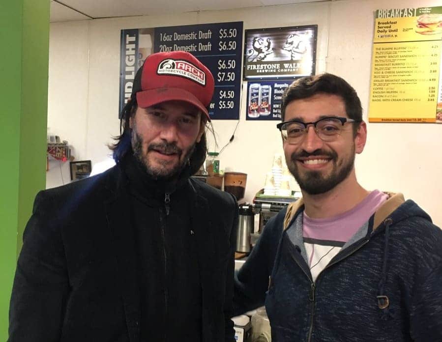 Keanu Reeves at the train station