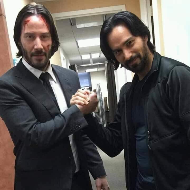 Keanu Reeves with a fan