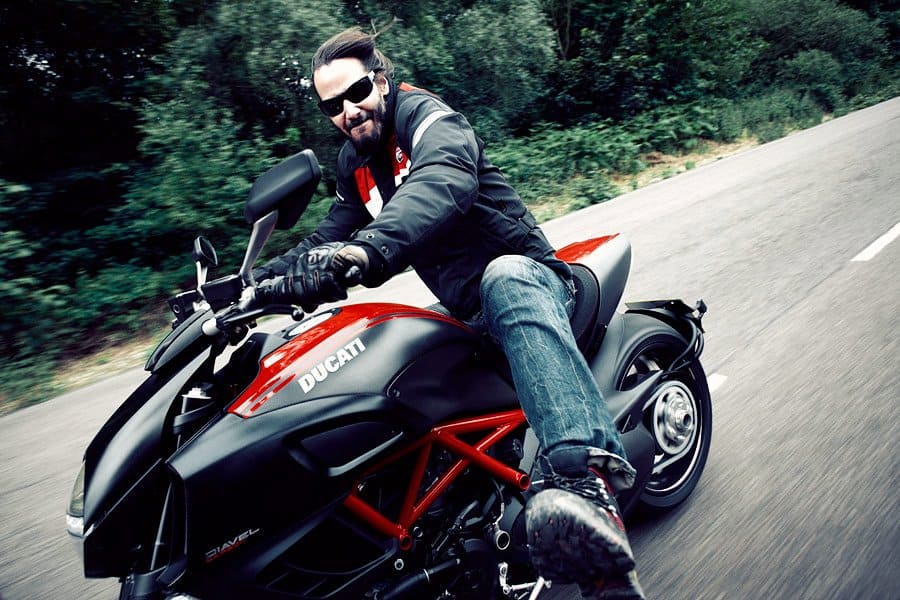 Keanu reeves on a motorcycle