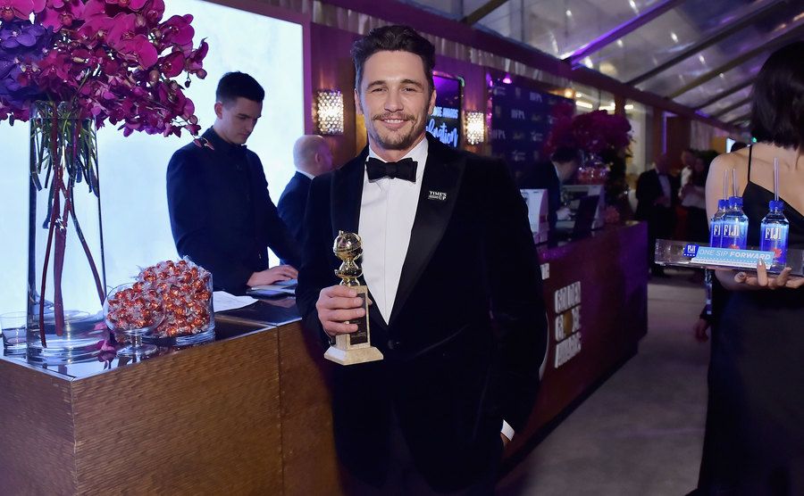 A picture of James Franco at a Golden Globe Awards after-party.