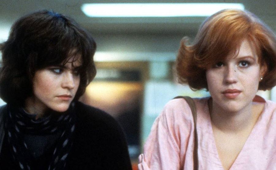Ally Sheedy and Molly Ringwald are in a scene from “The Breakfast Club.”