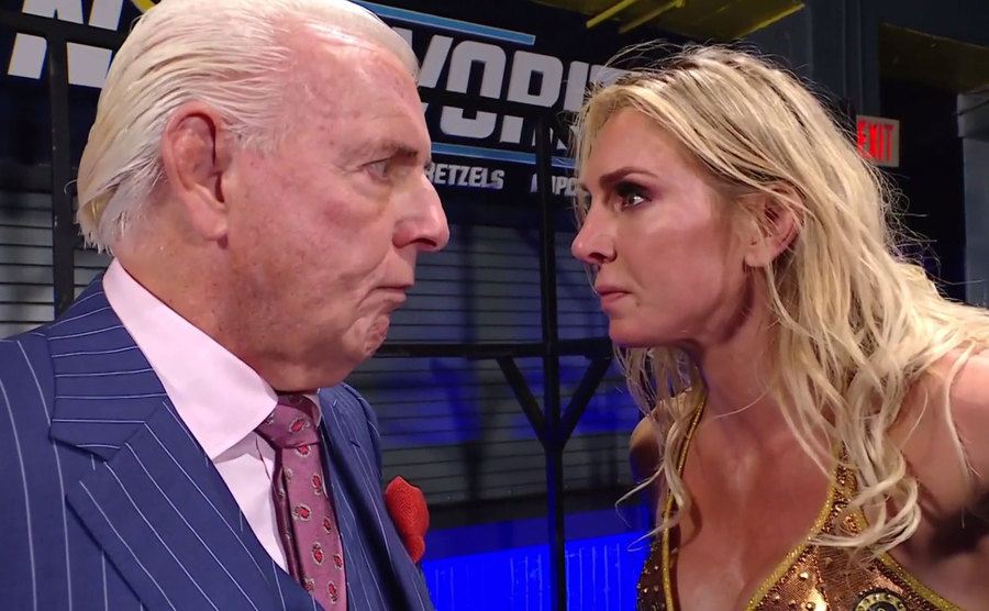 A picture of Ric Flair and Charlotte.
