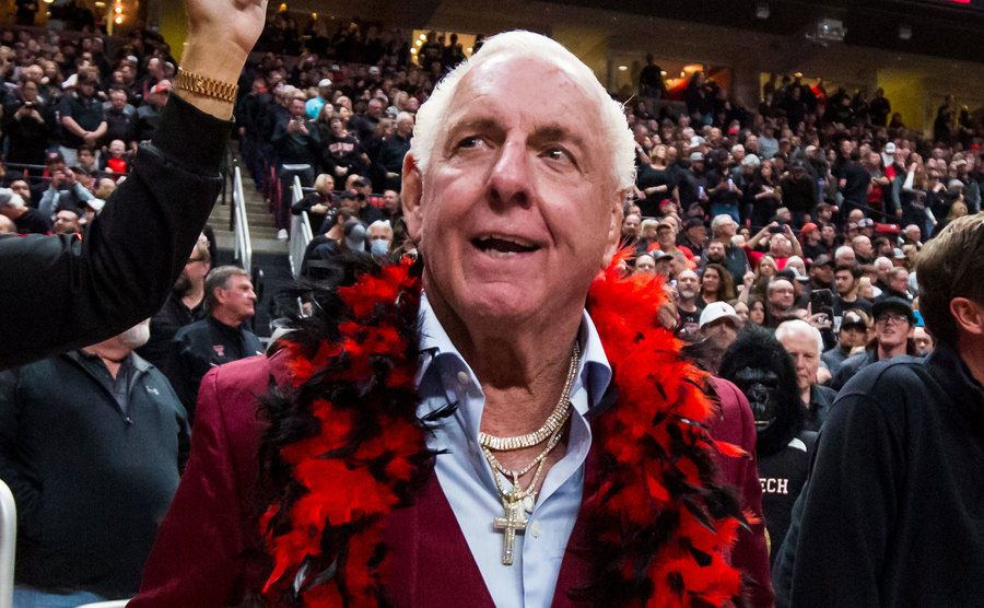 A picture of Ric Flair attending a game.
