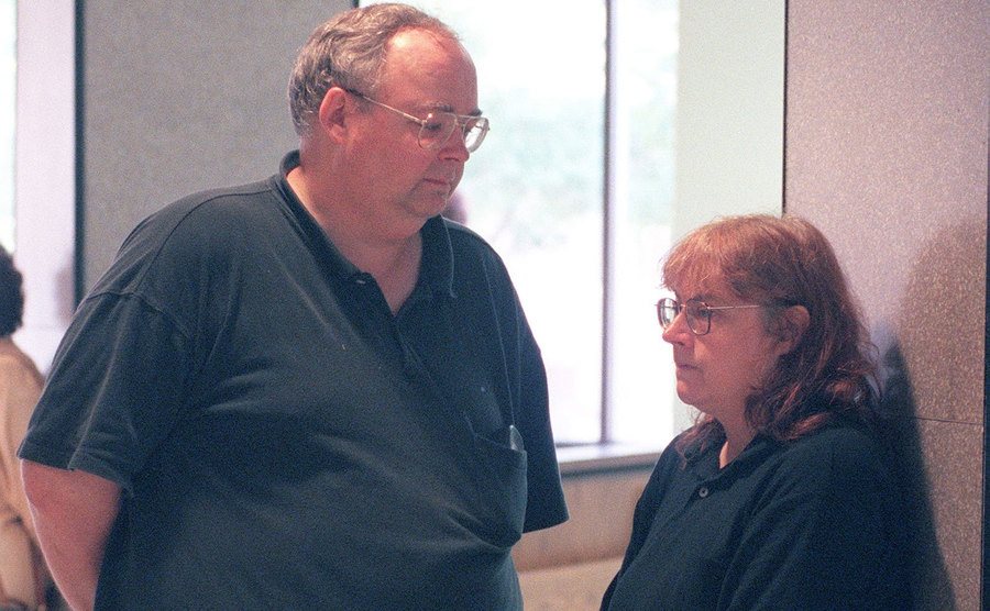 A photo of Josh’s parents waiting outside the courtroom. 
