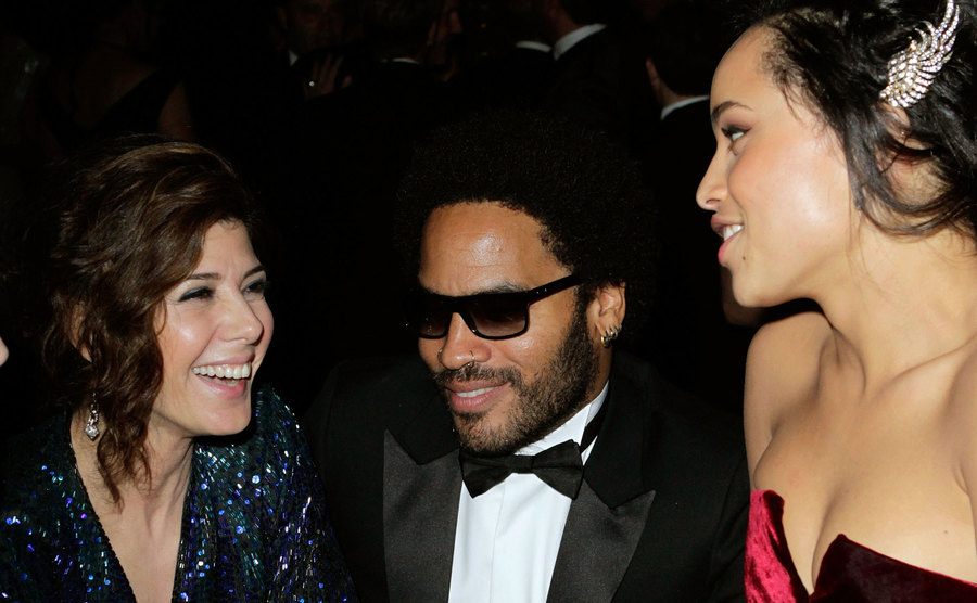 Marisa Tomei, Lenny Kravitz and Zoe Kravitz attend the Vanity Fair Oscar Party.