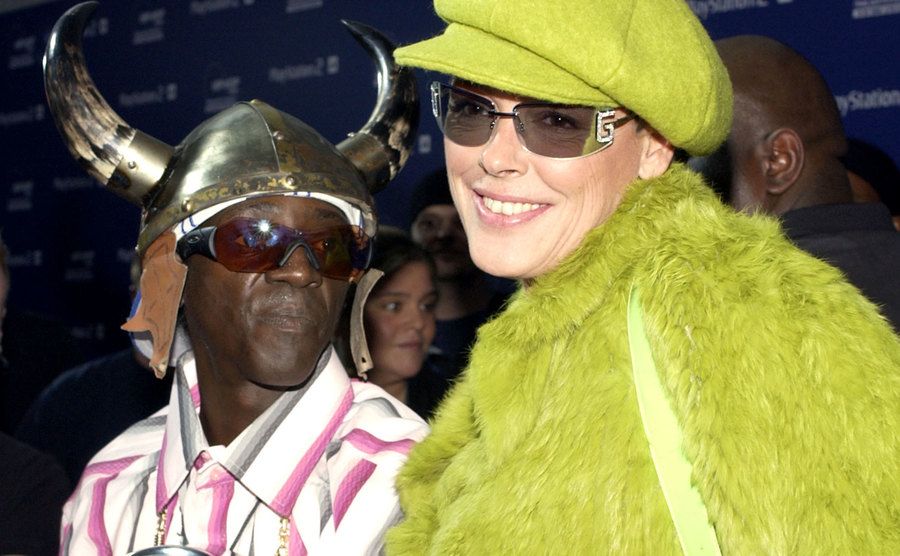 A picture of Flav and Nielsen posing for the press.