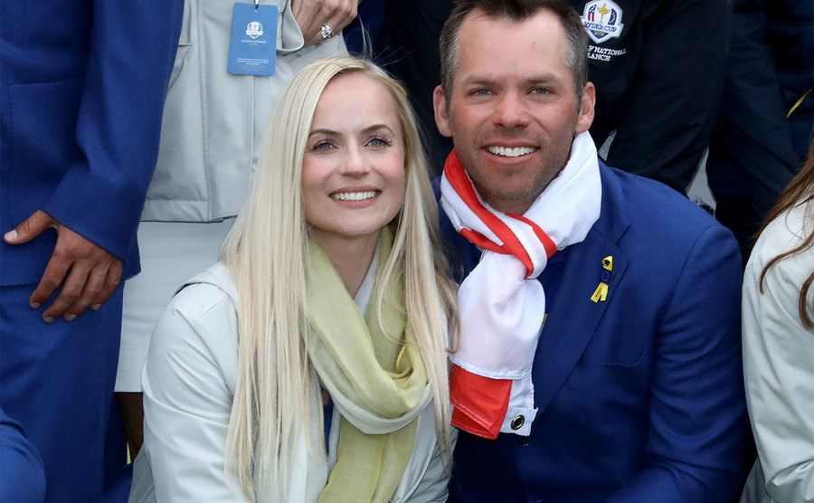 Paul Casey with his wife Pollyanna Woodward after their 17.5-10.5 win.