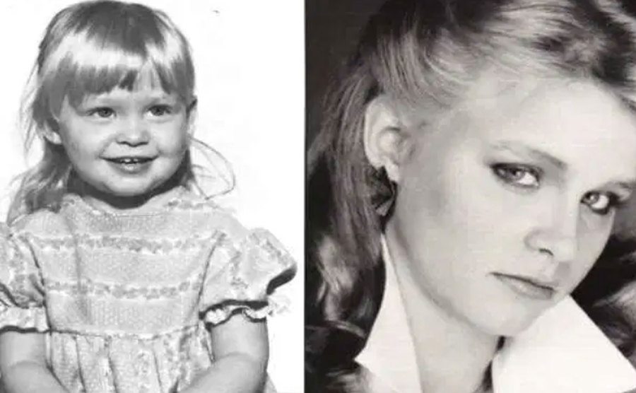 A photo of Suzanne as a child / A picture of an older Suzanne.