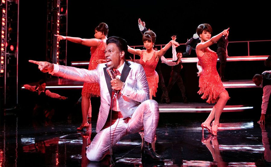 Murphey performs on stage in a still from Dreamgirls 