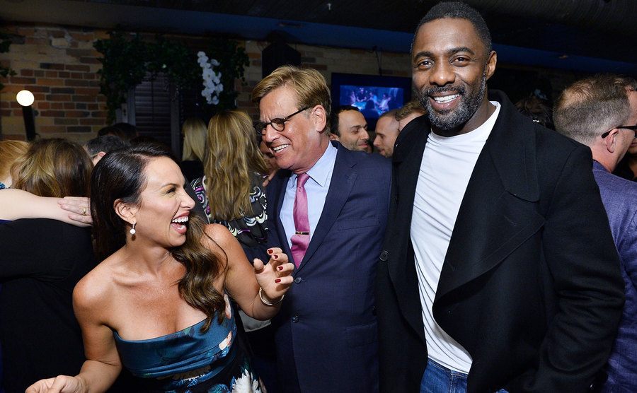 Molly Bloom, Aaron Sorkin, and Idris Elba attend a premiere party.