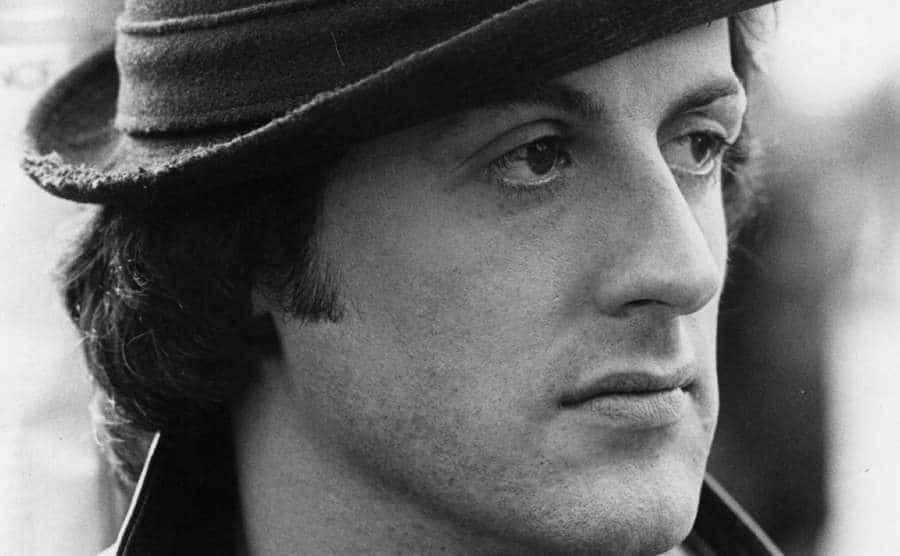 A street photo of Sylvester Stallone.