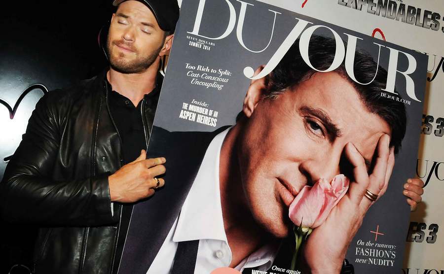 Kellan Lutz attends the DuJour Summer Cover Celebration With Sylvester Stallone.