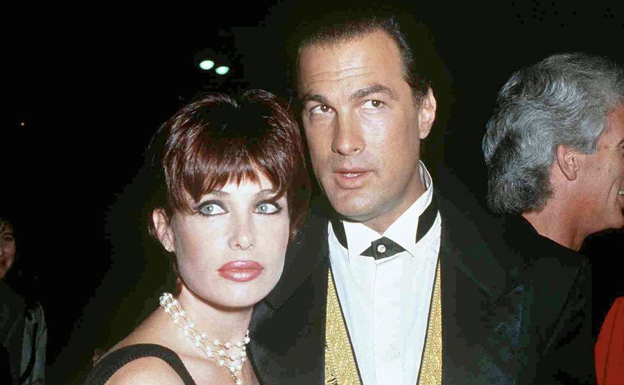 Kelly LeBrock and Steven Seagal attended the premiere of 'Under Siege'.