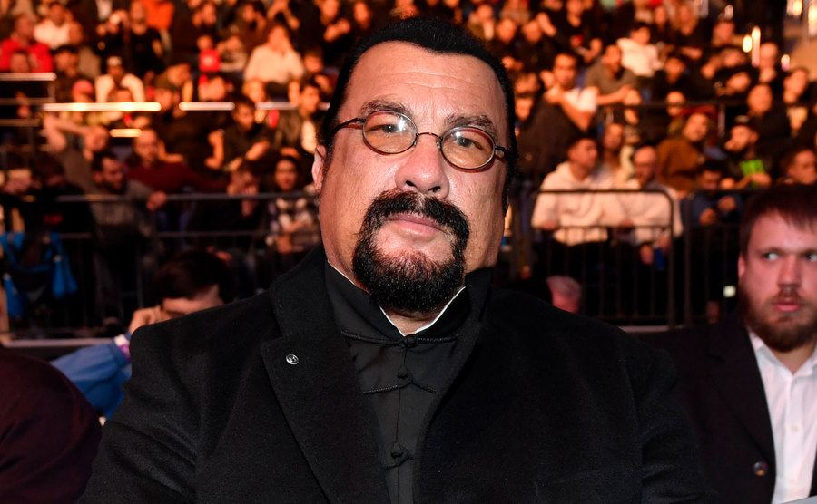 Steven Seagal is seen in attendance during the UFC Fight. 