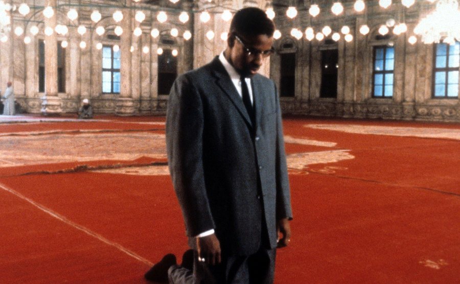 A still of Washington in a scene from the film Malcolm X.