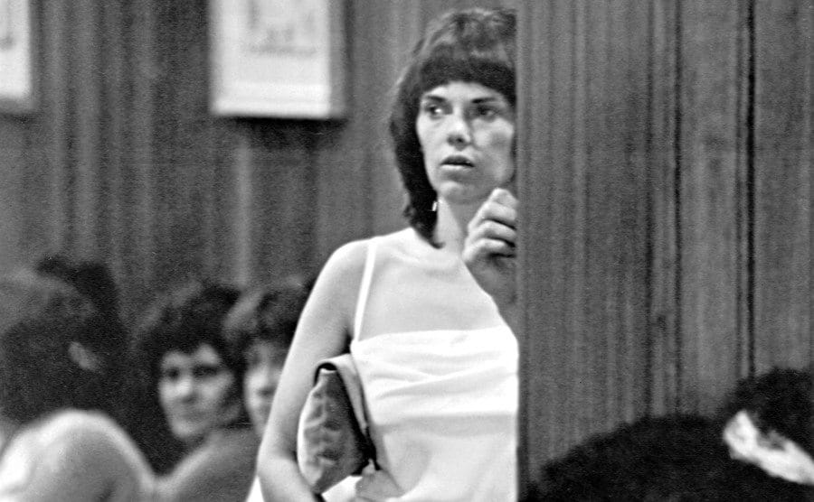An image of Lindy in court.