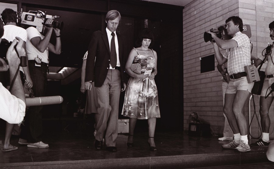 A picture of Lindy and Michael leaving the courthouse.