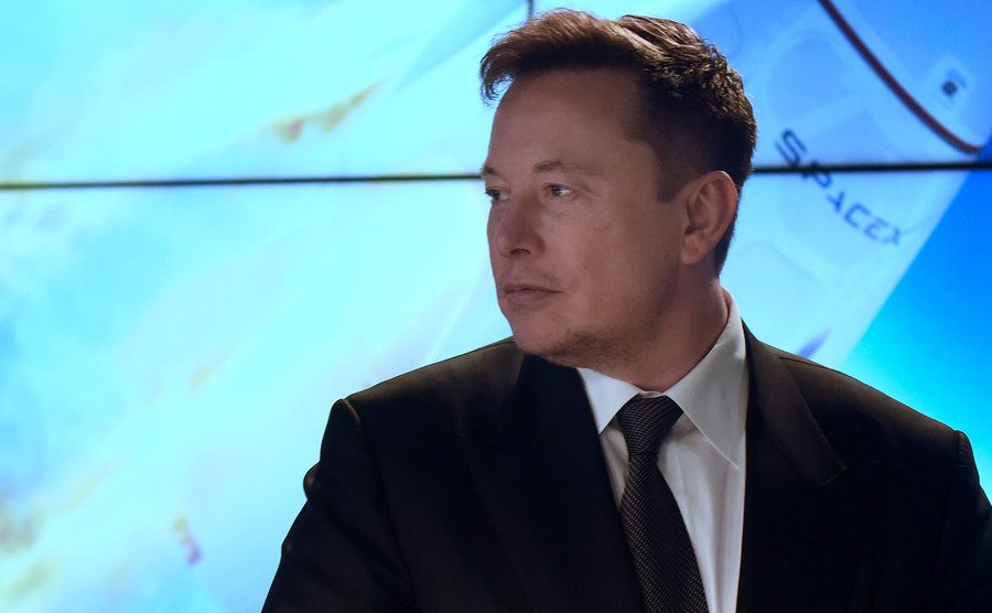 An image of Musk during a conference.