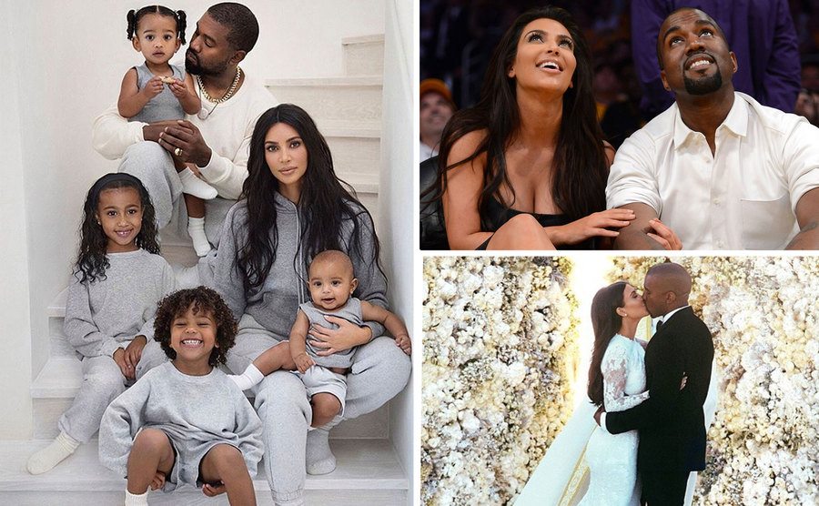 Kim Kardashian, Kanye West, and their kids / Kim Kardashian and Kanye West