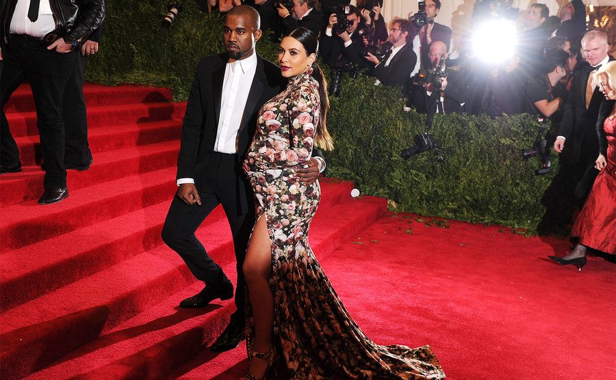 Kanye West and Kim Kardashian attend the Met Gala. 