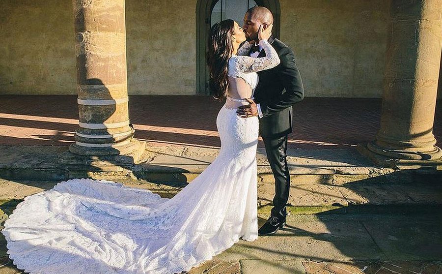 Kim and Kanye at their vow renewal ceremony. 
