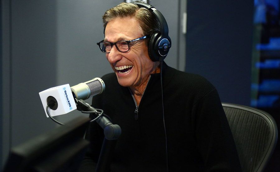 A photo of Maury Povich visiting a radio show.