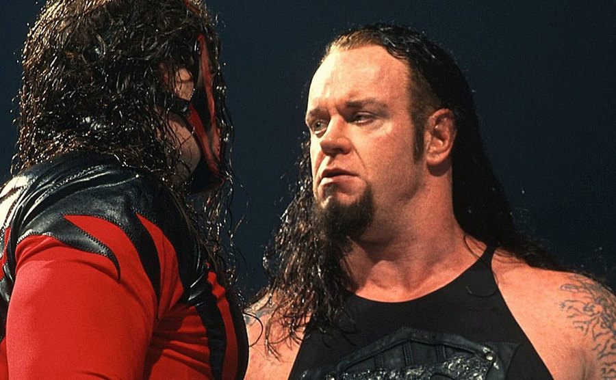 A photo of Kane and The Undertaker before the match.