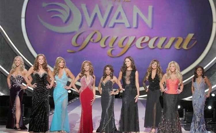 The Swan contestants stand on stage at The Swan Pageant 