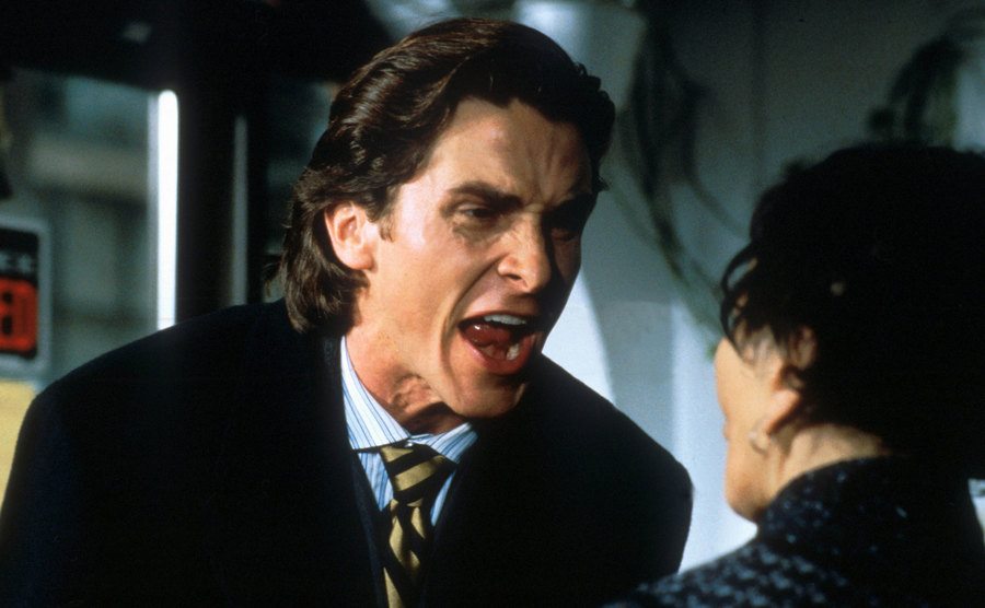 A still of Christian Bale in a scene from American Psycho.