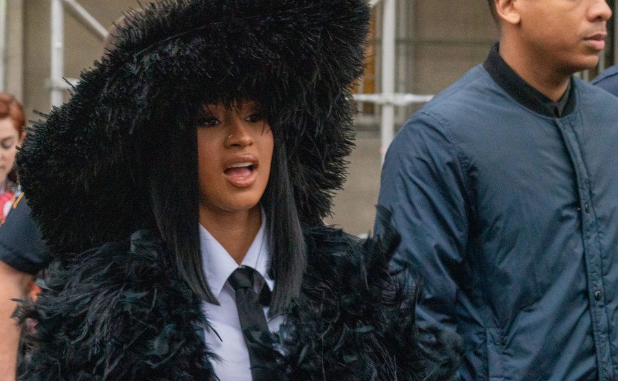 A photo of Cardi B walking to court.