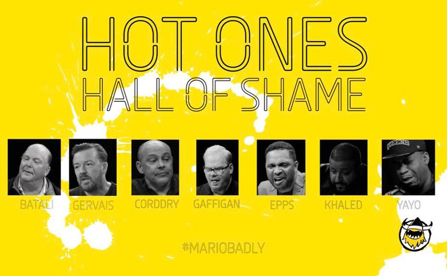 A poster showing the faces of the members of the Hall Of Shame. 