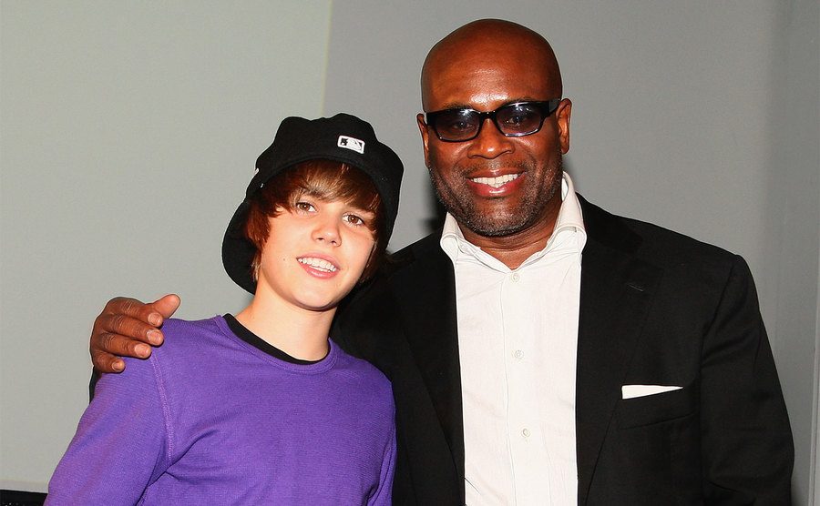 ustin Bieber and L.A. Reid attend the Island Def Jam Spring Collection party. 