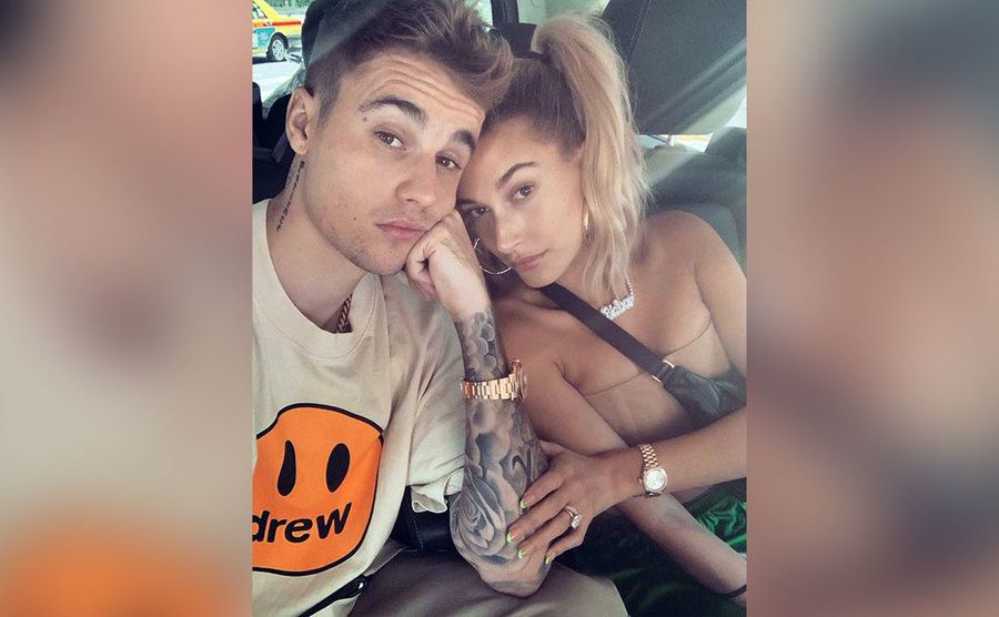 A selfie of Justin and Hailey. 