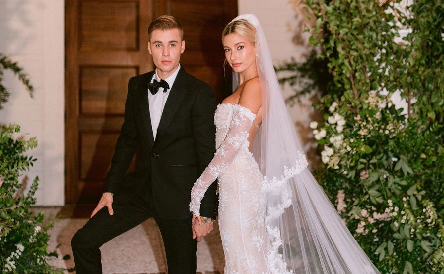Justin and Hailey on heir wedding day. 