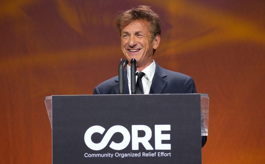Sean Penn speaks onstage during a CORE Gala event.