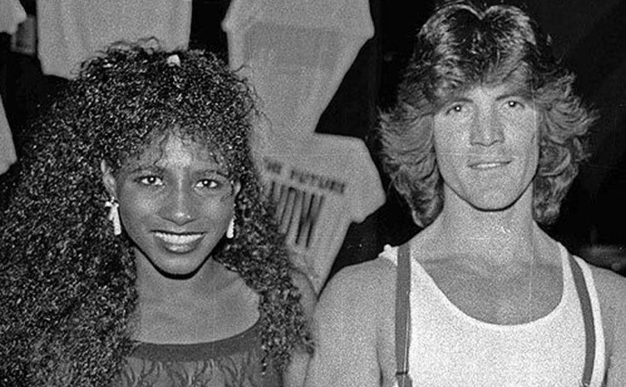 A photo of Sinitta and Cowell in the 80s.