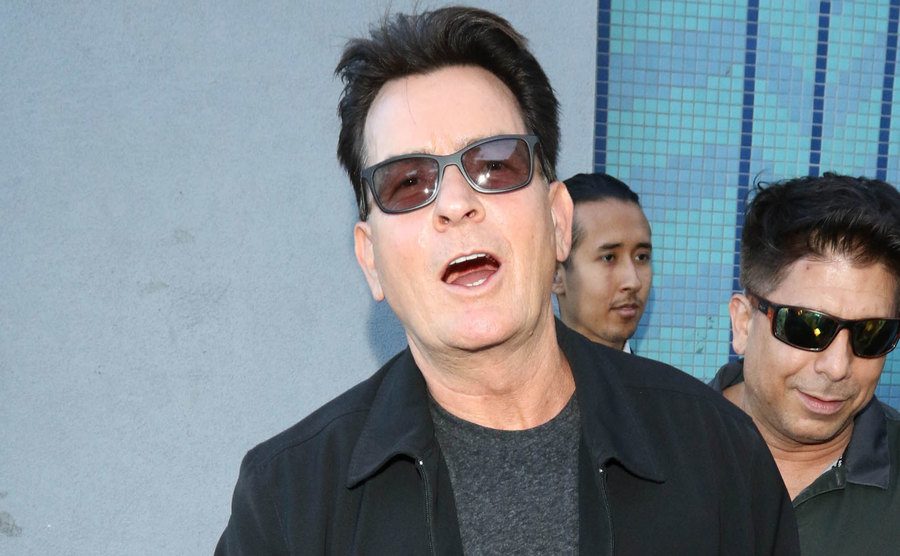 Charlie Sheen talks to the media.