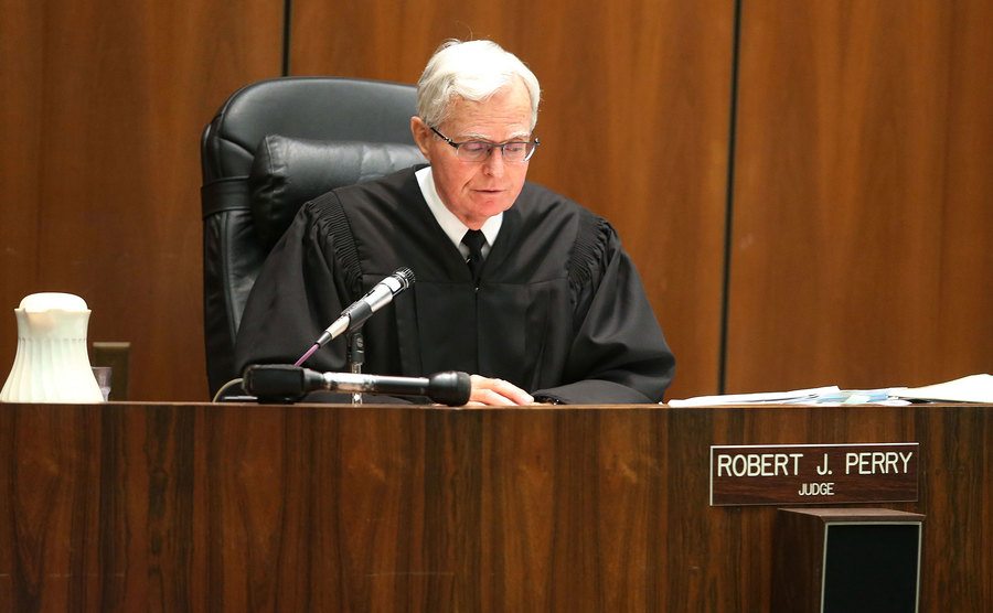 A photo of the judge speaking during Michael’s hearing.