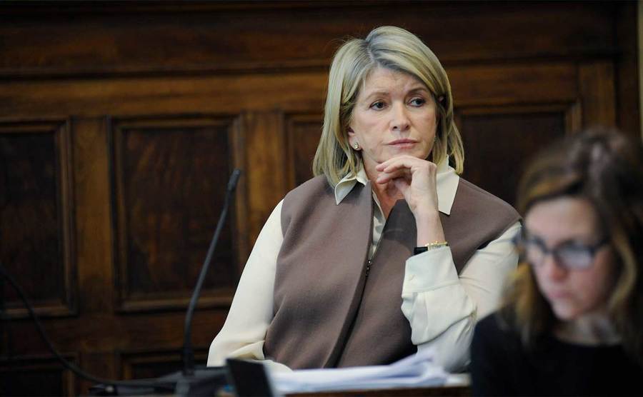 Martha Stewart sits in court. 