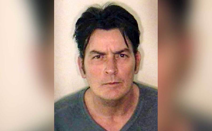 Charlie Sheen in a mug shot following his arrest on a domestic violence. 