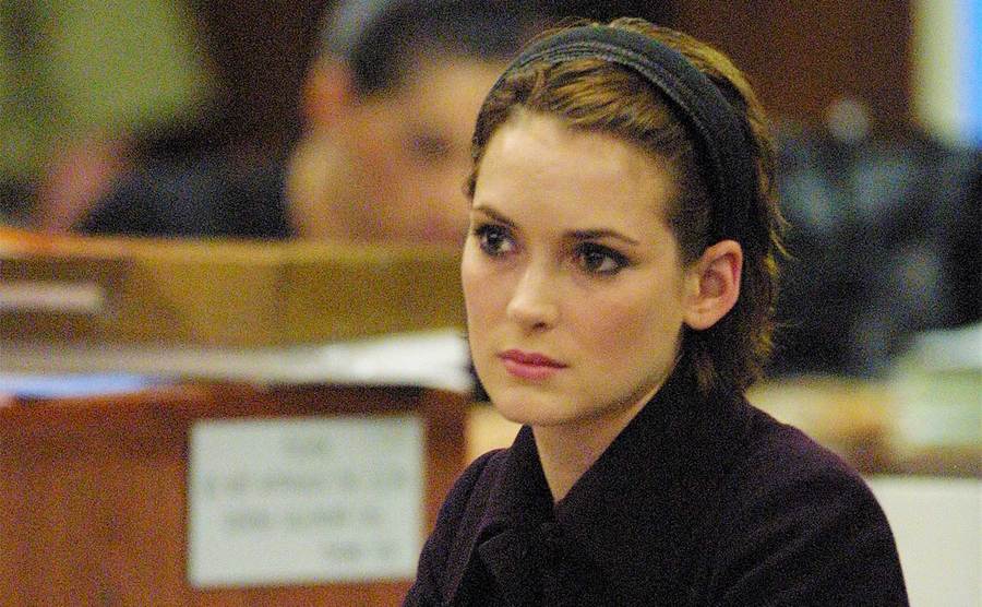 Winona Ryder sits in court. 